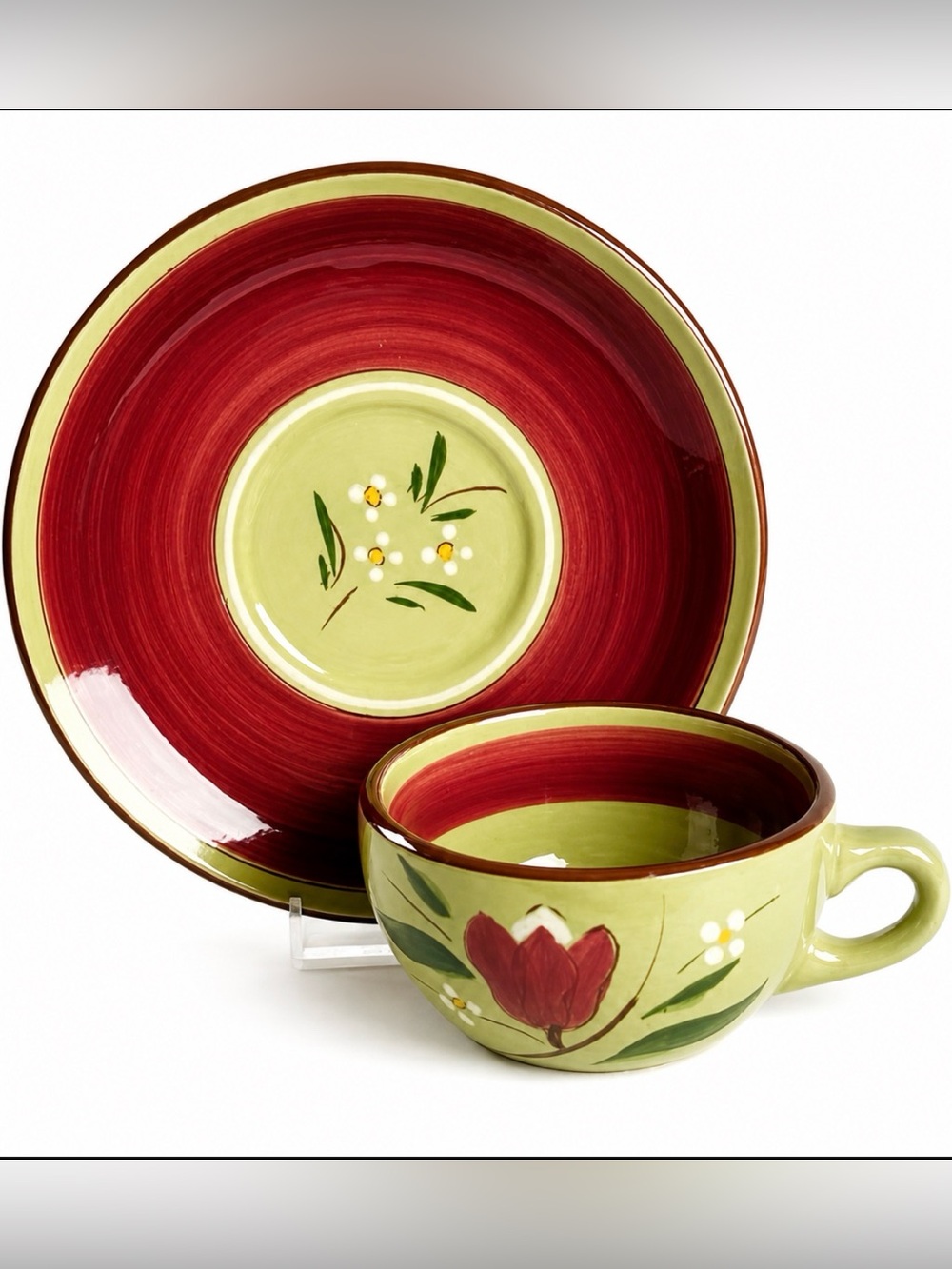 Stangl Pottery 'Magnolia' Flat Cup & Saucer Set  (Set 4) Mid Century Modern